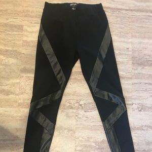 Leather detail pants